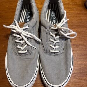 Sperry Topsiders Men's Light Gray Canvas Boat Shoes